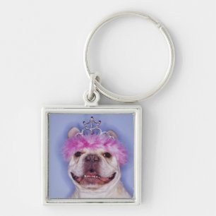 Tragende Tiara der Bulldogge Schlüsselanhänger