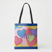 Tragetaschen mit farbigen Layered Hearts Monogram Tasche (Vorderseite)