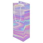 Tragetaschen mit zarten holografischen Wellen Geschenktüte Für Weinflaschen (Rückseite Schrägansicht)