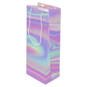 Tragetaschen mit zarten holografischen Wellen Geschenktüte Für Weinflaschen (Vorderseite Schrägansicht)