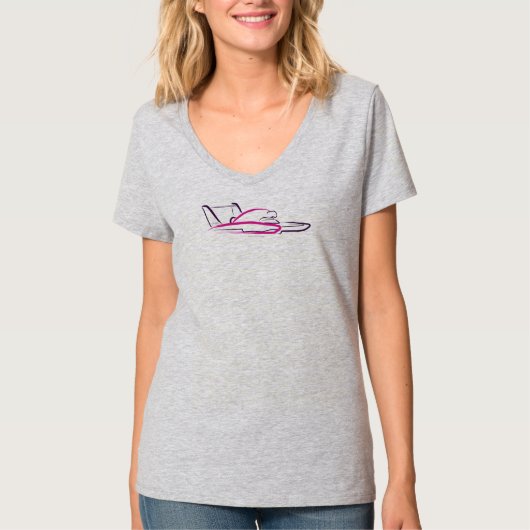 Tragflächenboot 01 Pink auf Grau Front T-Shirt (Vorderseite)