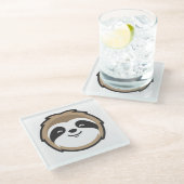 Trägheits-Maskottchen Glasuntersetzer (Schrägansicht)