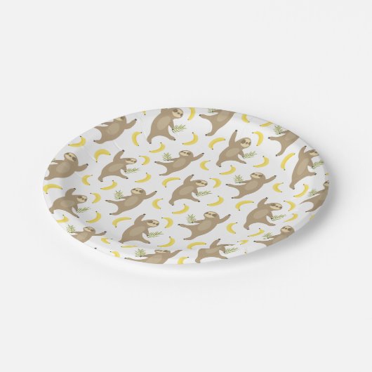 Trägheits-u. Bananen-Muster Pappteller (Schrägansicht)