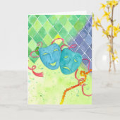 Tragödie-Komödie maskiert glücklichen Karneval Karte (Gelbe Blume)