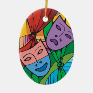 Tragödie-und Komödien-Theater-Symbol-Verzierung Keramik Ornament