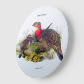 Tragopan/Horny Pheasant Clock J.Gould 1883 Große Wanduhr (Winkel)