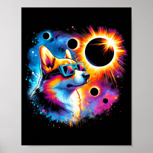 Trägt Total Solar Eclipse Corgi Hund Poster