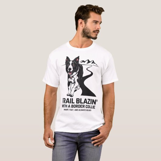 Trail Blazin's Border Collie Adventure Design T-Shirt (Vorne ganz)