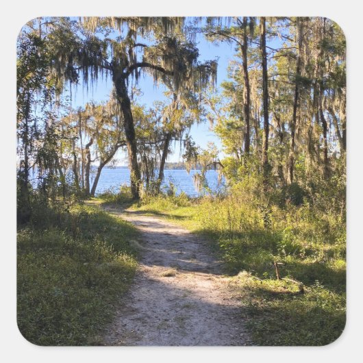 Trail By The River Quadratischer Aufkleber (Vorderseite)