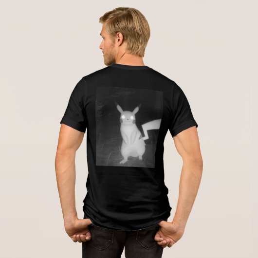 Trail Cam Pikachu: Wild & Whimsical Tri-Blend Shirt (Rückseite voll)