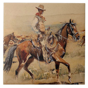 „Trail Drive“ 2 Western Art von Edward Borein Fliese