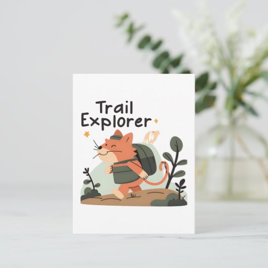 Trail Explorer Cat - Postkarte (Stehend Vorderseite)
