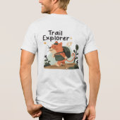 Trail Explorer Cat - Unisex Adventure T-Shirt Tri-Blend Shirt (Rückseite)