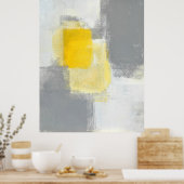 "Trail Mix" Abstrakte Kunst Graue und gelbe Kunst Poster (Küche)