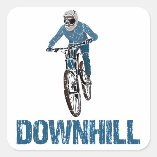 Trail Mountain Biker Downhill Quadratischer Aufkleber (Vorderseite)