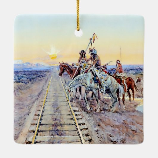 "Trail of the Iron Horse" von Charles M. Russell Keramikornament (Rückseite)