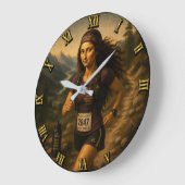 Trail Runner Funny Mona Lisa Große Wanduhr (Winkel)