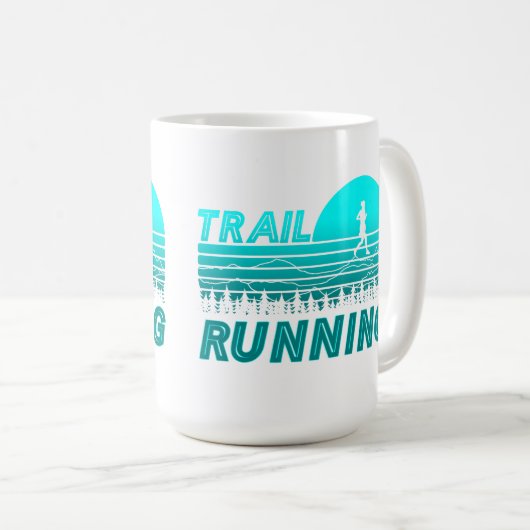 Trail Running blauen Sonnenuntergang mit Bergen Kaffeetasse (VorderseiteRechts)