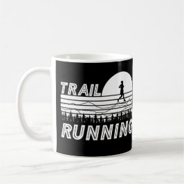 Trail Running im Sonnenuntergang mit Bergen und Wa Kaffeetasse