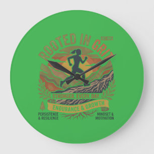 Trail Running Motivation Retro Grafik. Große Wanduhr