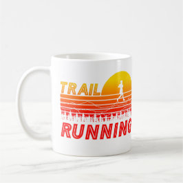 Trail Running orangen Sonnenuntergang mit Bergen Kaffeetasse