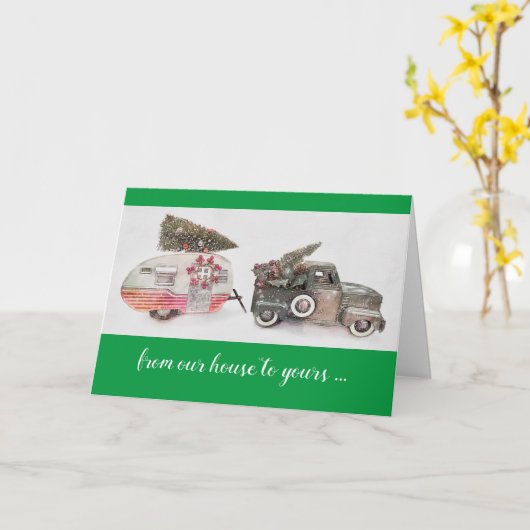 Trailer für Spielzeugwagen Weihnachten auf grünem Karte (Gelbe Blume)