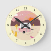 Trailer in der Wüste Runde Wanduhr (Vorderseite)