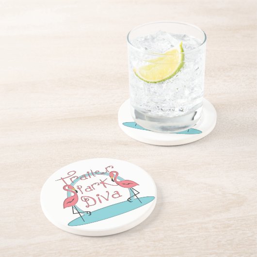 Trailer Park Diva Flamingo Untersetzer (Seite)
