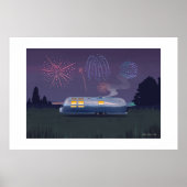 Trailer Silver RV & Night Extra Large Print Poster (Vorne)