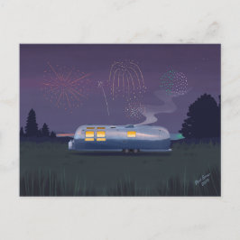 Trailer Silver RV & Night Sky Postkarte