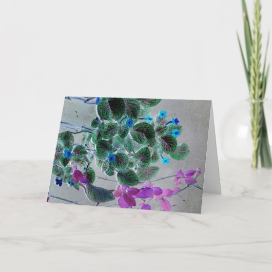 "Trailing Blume" digital bearbeitet blau & Lila Karte (Vorderseite)