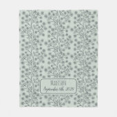 Trailing Blumenname Geburtsdatum Grün Baby Fleecedecke (Vorderseite)