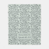 Trailing Blumenname Geburtsdatum Grün Baby Fleecedecke (Vorderseite)