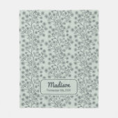 Trailing Blumenname Geburtsdatum Grün Baby Fleecedecke (Vorderseite)