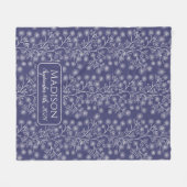 Trailing Blumenname Geburtsdatum Navy Blue Baby Fleecedecke (Vorderseite (Horizontal))