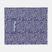 Trailing Blumenname Geburtsdatum Navy Blue Baby Fleecedecke (Vorderseite (Horizontal))