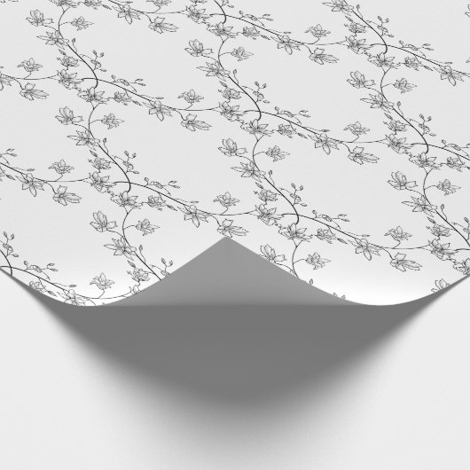 Trailing Botanisches Muster Schwarz-weiße Geschenk Geschenkpapier (Ecke)