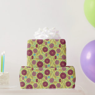 Trailing Dahlia Blume Red on Yellow Geschenkpapier