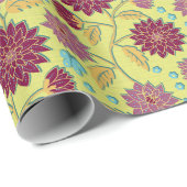 Trailing Dahlia Blume Red on Yellow Geschenkpapier (Rolleneckpunkt)