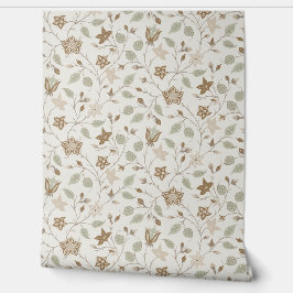 Trailing Floral - Paisley - Beige And Sage Green Tapete