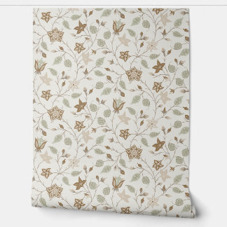 Trailing Floral - Paisley - Beige And Sage Green Tapete