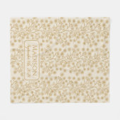 Trailing Gold Floral Name Geburtsdatum Baby Fleecedecke (Vorderseite (Horizontal))
