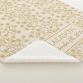 Trailing Gold Floral Name Geburtsdatum Baby Sherpadecke (3/4)