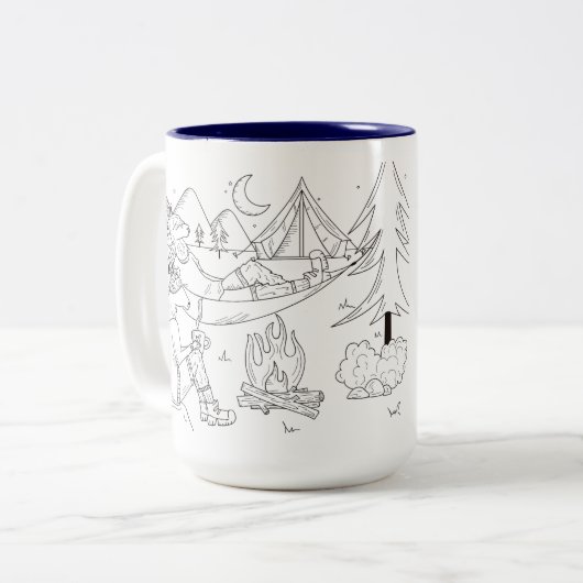 Trailpaca Stary Nachtlager-Empfindungen Zweifarbige Tasse (Vorderseite Links)