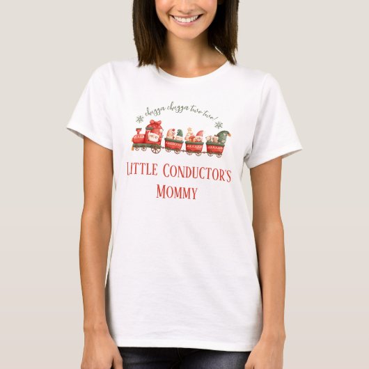 Train 2nd Birthday Party Little Conductors Mommy T-Shirt (Vorderseite)