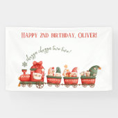 Train 2nd Birthday Watercolor Santa Party Express Banner (Horizontal)