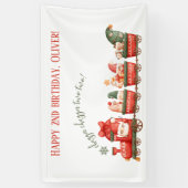 Train 2nd Birthday Watercolor Santa Party Express Banner (Vertikal)