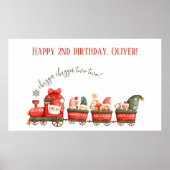 Train 2nd Birthday Watercolor Santa Party Express Poster (Vorne)