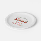 Train 2nd Birthday Watercolor Santas Party Express Pappteller (Schrägansicht)