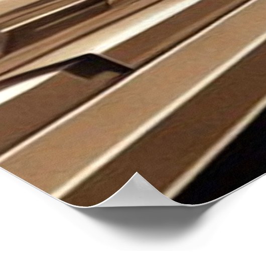 Train Art Deco Style gold copper black white Poster (Ecke)